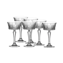 Rcr Timeless 6-Piece Champagne Glass Set, 260ml, Transparent