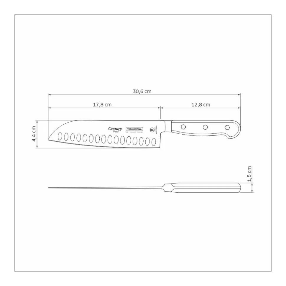 Tramontina Stainless Steel Santoku Knife, Inox