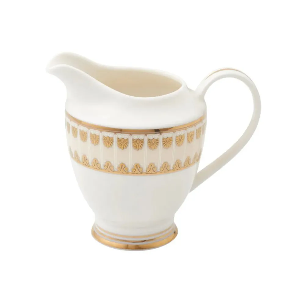 Weimar Joanna Of Bavaria 63-Piece Fine Bone China Dinner Set for 12 People, White Gold