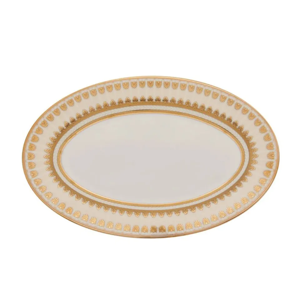 Weimar Joanna Of Bavaria 63-Piece Fine Bone China Dinner Set for 12 People, White Gold